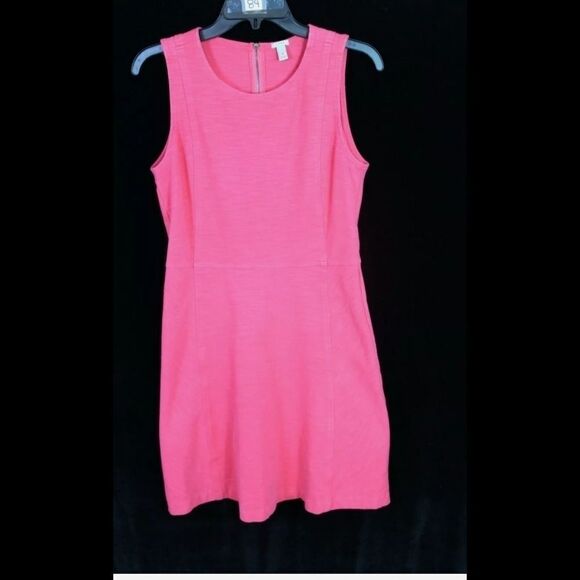 J Crew Womens Knit Princess-Seam Dress Size 6 Sleeveless Fit & Flare Coral Pink - Picture 5 of 9